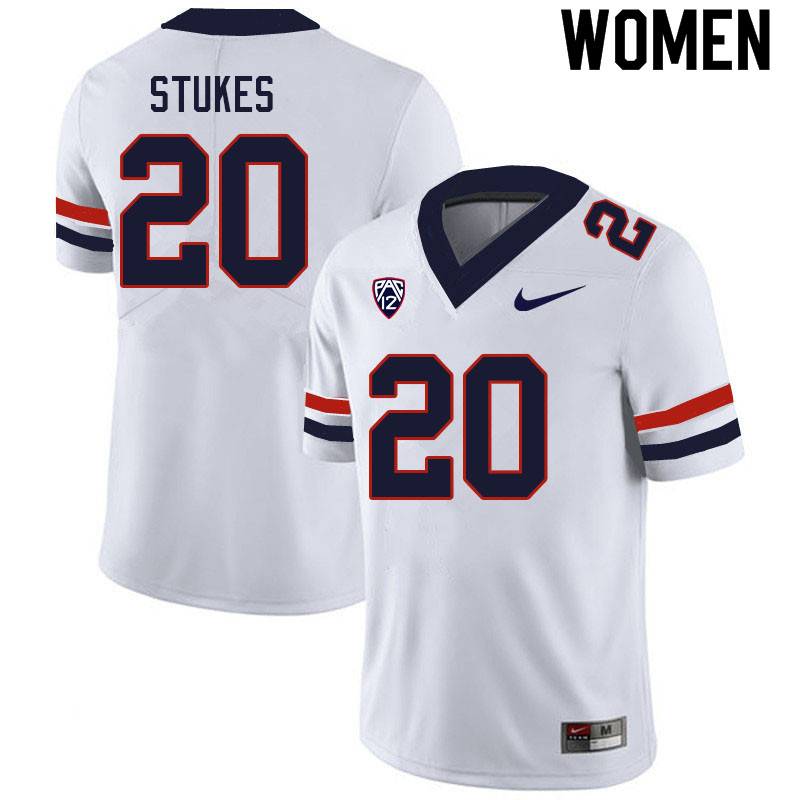 Women #20 Treydan Stukes Arizona Wildcats College Football Jerseys Sale-White